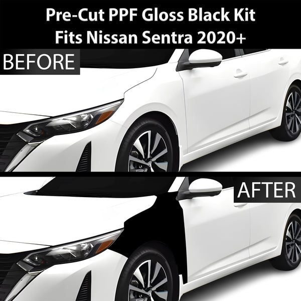 Fits Nissan Sentra 2020+ Precut Premium Gloss Black Carbon Fiber Fender Paint Protection Film PPF Decal Film Kit