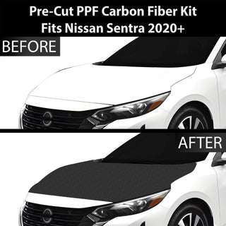 Fits Nissan Sentra 2020+ Precut Premium Gloss Black Carbon Fiber Hood Paint Protection Film PPF Decal Film Kit Cover