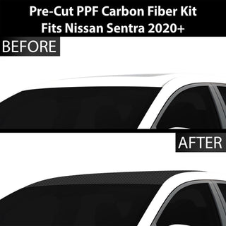 Fits Nissan Sentra 2020+ Precut Premium Gloss Black Carbon Fiber Roof Paint Protection Film PPF Decal Film Kit Cover