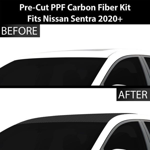 Fits Nissan Sentra 2020+ Precut Premium Gloss Black Carbon Fiber Roof Paint Protection Film PPF Decal Film Kit Cover