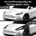 Fits Tesla Model Y 2020+ Precut Premium Gloss Black Carbon Fiber Fender Paint Protection Film PPF Decal Film Kit Cover