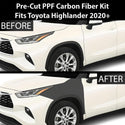 Fits Toyota Highlander 2020-2024 Precut Premium Gloss Black Carbon Fiber Fender Paint Protection Film PPF Decal Film Kit