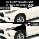 Fits Toyota Highlander 2020-2024 Precut Premium Gloss Black Carbon Fiber Fender Paint Protection Film PPF Decal Film Kit