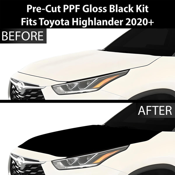 Fits Toyota Highlander 2020-2024 Precut Premium Gloss Black Carbon Fiber Hood Paint Protection Film PPF Decal Film Kit