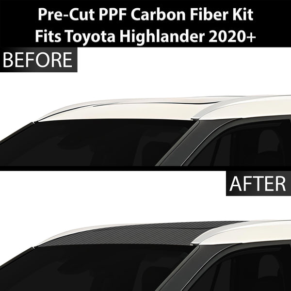 Fits Toyota Highlander 2020-2024 Precut Premium Gloss Black Carbon Fiber Roof Paint Protection Film PPF Decal Film Kit Cover