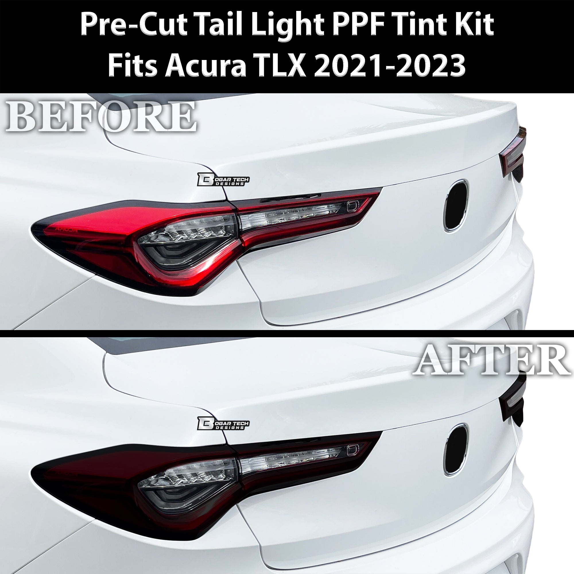 Fits Acura TLX 2021 - 2025 Full Headlight Taillight Precut Smoked PPF Tint Kit Overlay Film - Bogar Tech Designs