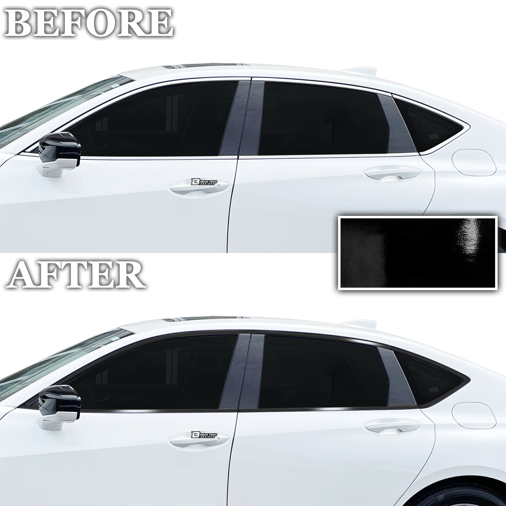 Vinyl Chrome Delete Grille Side Window Wheel Blackout Decal Stickers Overlay Film Fits Acura TLX 2021 - 2025 - Bogar Tech Designs