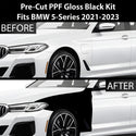 Fits BMW 5 Series 2021-2023 Precut Premium Gloss Black Carbon Fiber Fender Paint Protection Film PPF Decal Film Kit Cover