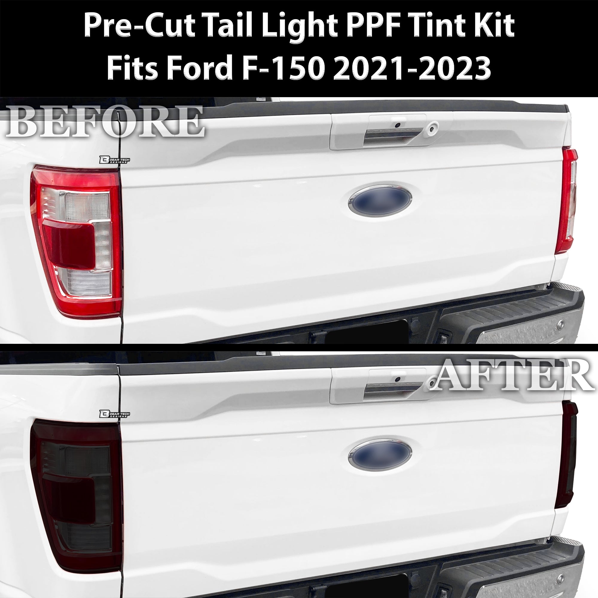 Full Headlight Taillight Precut Smoked PPF Tint Kit Film Overlay Fits FORD F - 150 F150 2021 - 2023 - Bogar Tech Designs