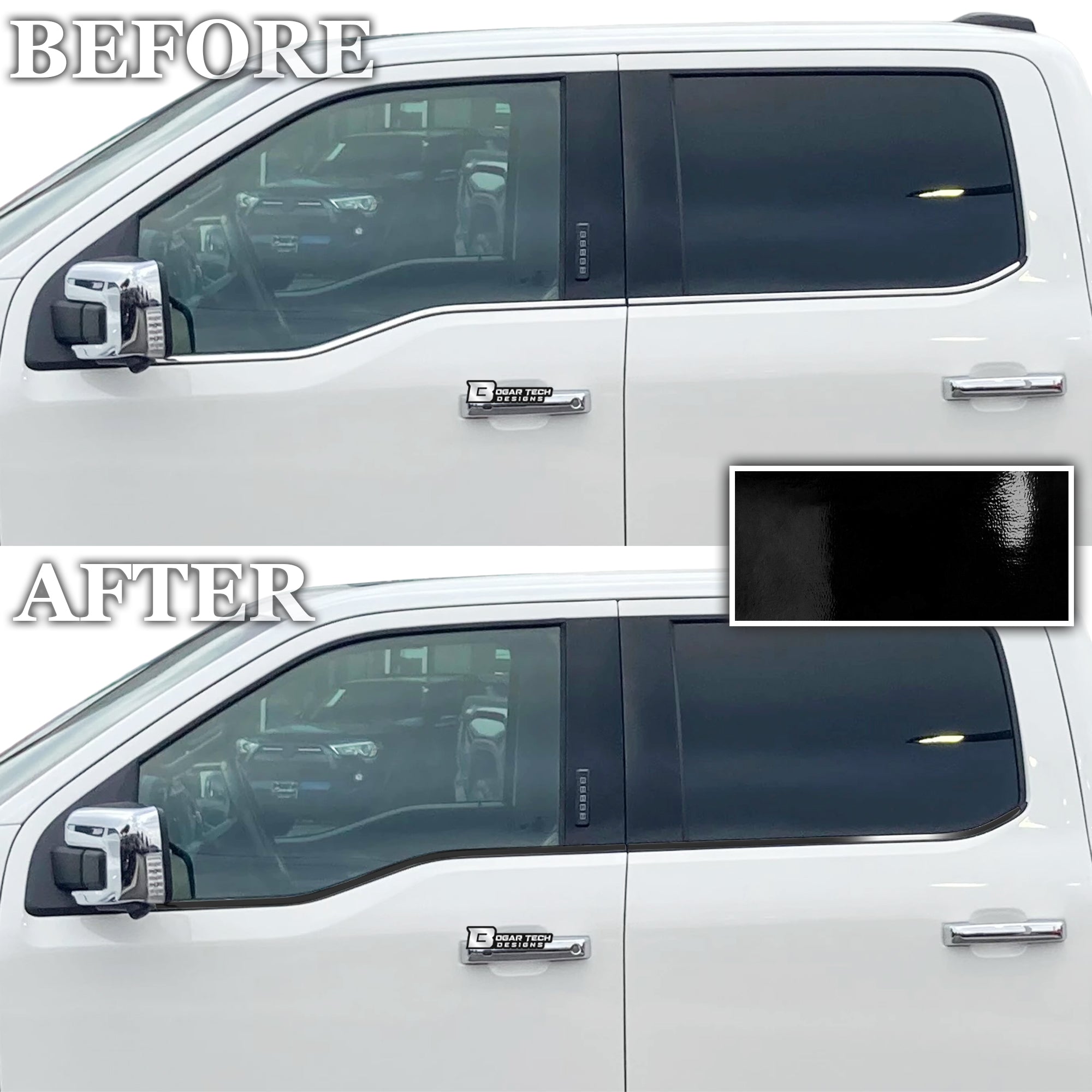 Vinyl Chrome Delete Grille Side Window Blackout Decal Stickers Overlay Film Fits Ford F - 150 2021 - 2025 - Bogar Tech Designs
