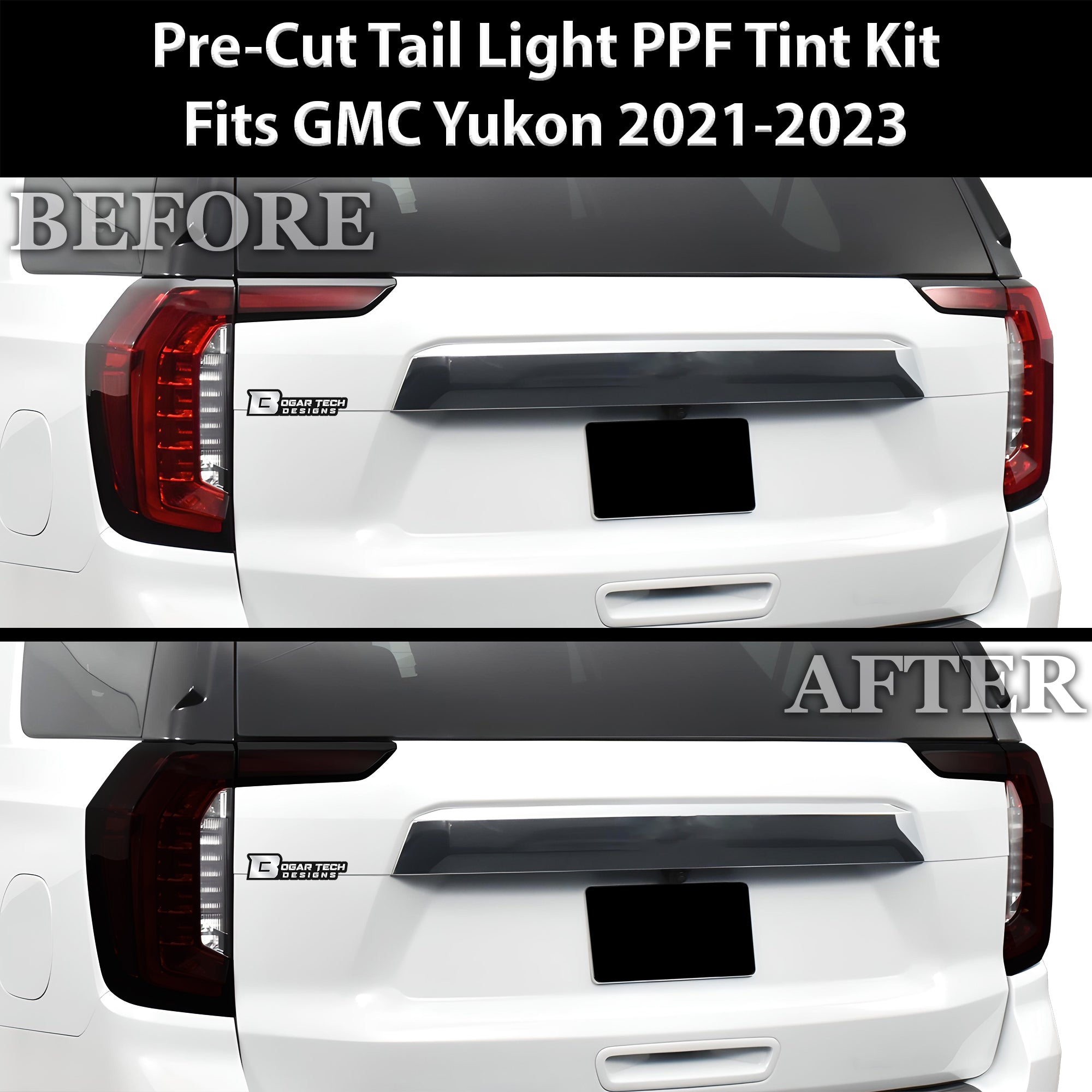 Full Headlight Taillight Precut Smoked PPF Tint Kit Overlay Film Fits GMC Yukon 2021 - 2024 - Bogar Tech Designs