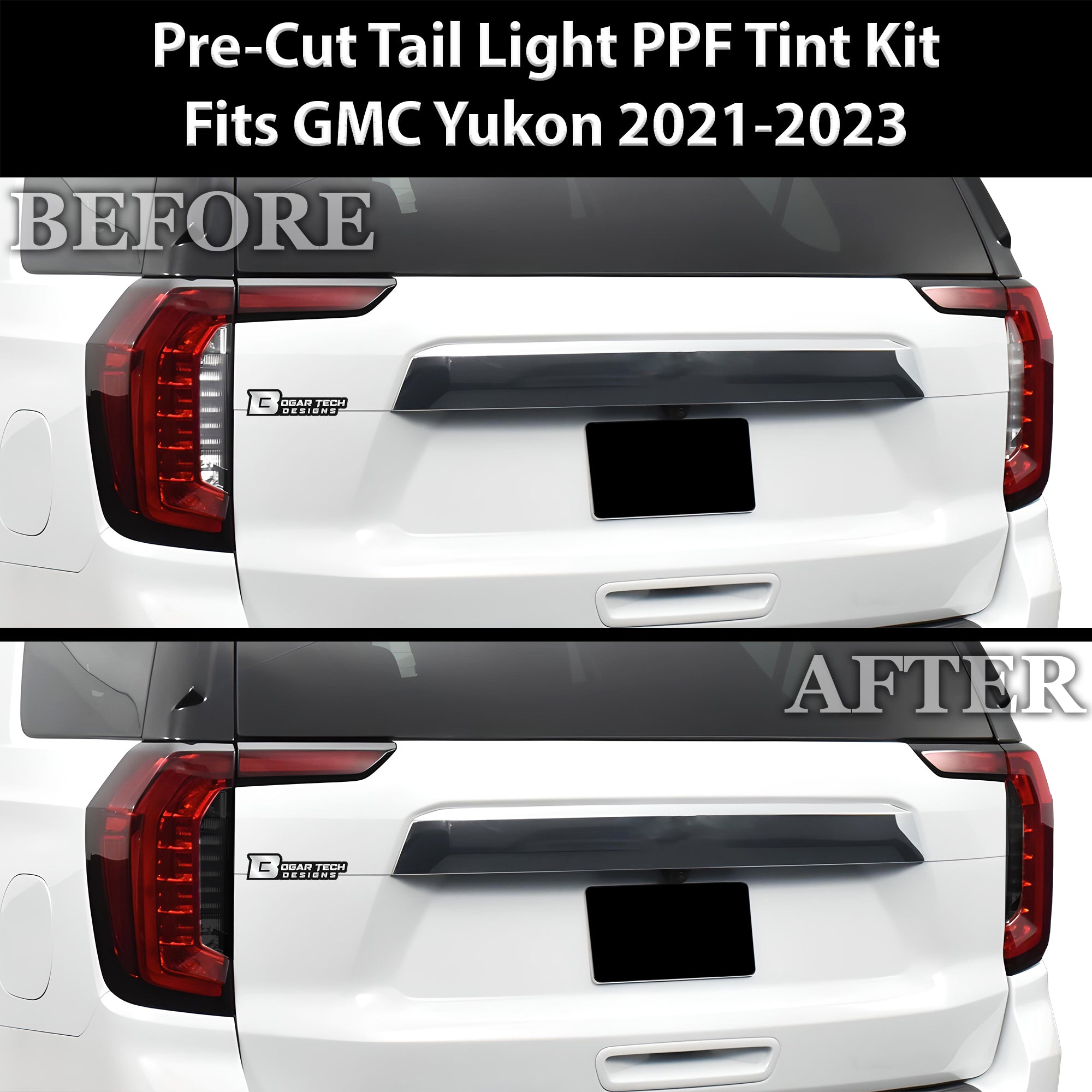 Full Headlight Taillight Precut Smoked PPF Tint Kit Overlay Film Fits GMC Yukon 2021 - 2024 - Bogar Tech Designs