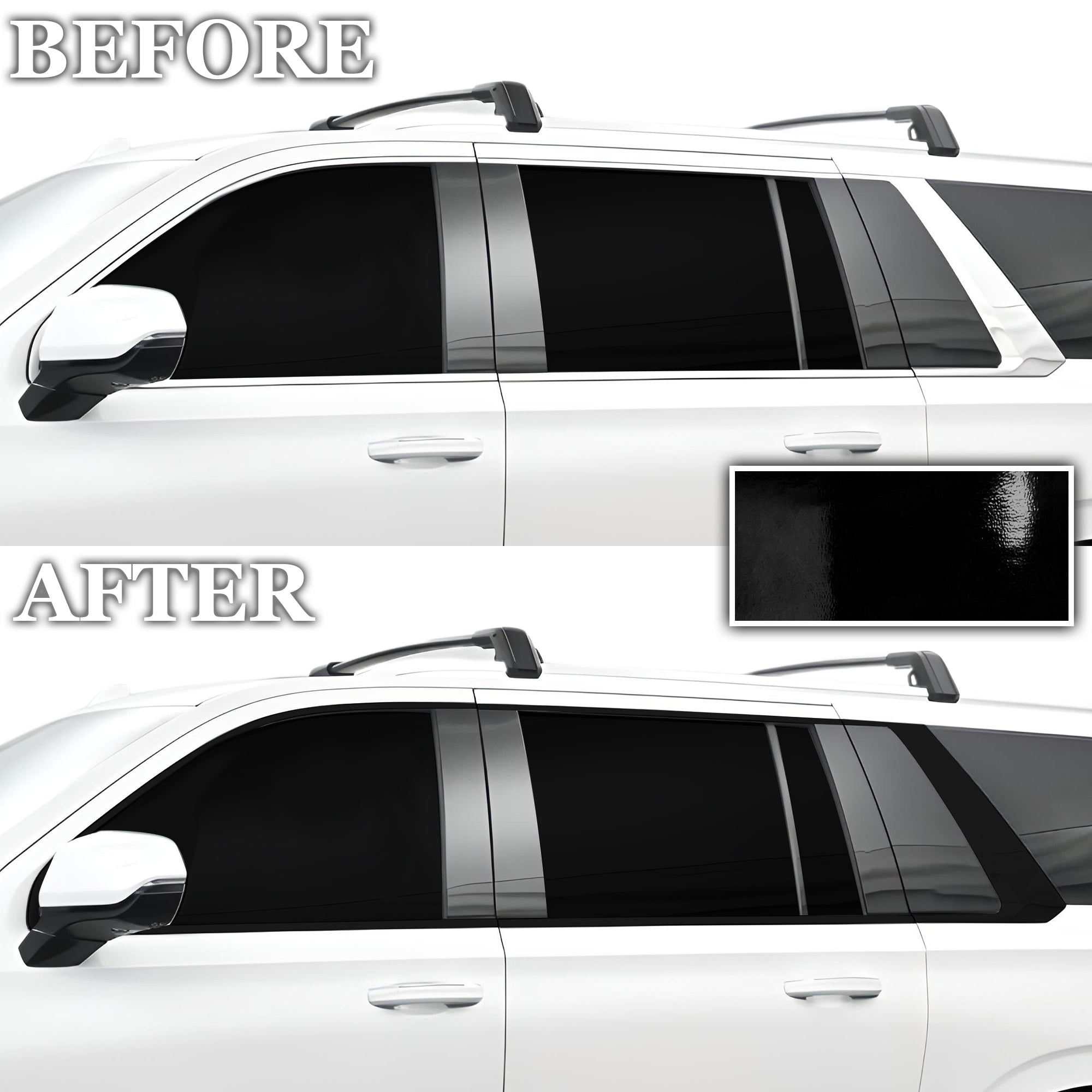Vinyl Chrome Delete Side Window Blackout Decal Stickers Overlay Film Fits Cadillac Escalade 2021 - 2024 - Bogar Tech Designs