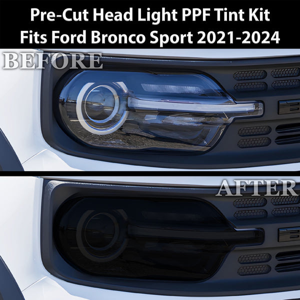 Full Headlight Taillight Precut Smoked PPF Tint Kit Film Overlay Fits Ford Bronco Sport 2021-2024