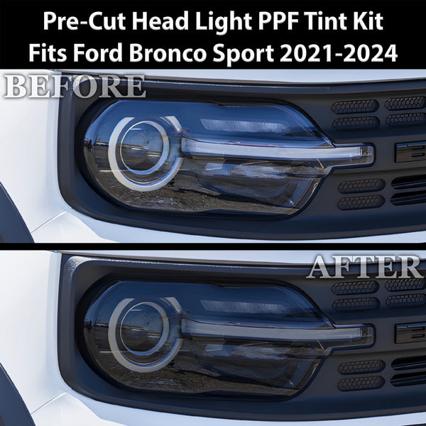 Full Headlight Taillight Precut Smoked PPF Tint Kit Film Overlay Fits Ford Bronco Sport 2021-2024