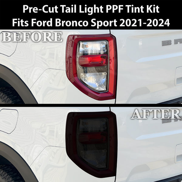 Full Headlight Taillight Precut Smoked PPF Tint Kit Film Overlay Fits Ford Bronco Sport 2021-2024