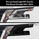 Full Headlight Taillight Precut Smoked PPF Tint Kit Film Overlay Fits Nissan Armada 2021-2024