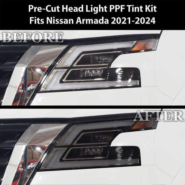 Full Headlight Taillight Precut Smoked PPF Tint Kit Film Overlay Fits Nissan Armada 2021-2024