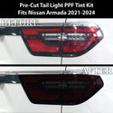 Full Headlight Taillight Precut Smoked PPF Tint Kit Film Overlay Fits Nissan Armada 2021-2024