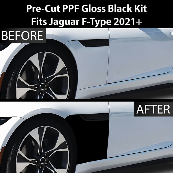 Fits Jaguar F-Type 2021+ Precut Premium Gloss Black Carbon Fiber Fender Paint Protection Film PPF Decal Film Kit Cover