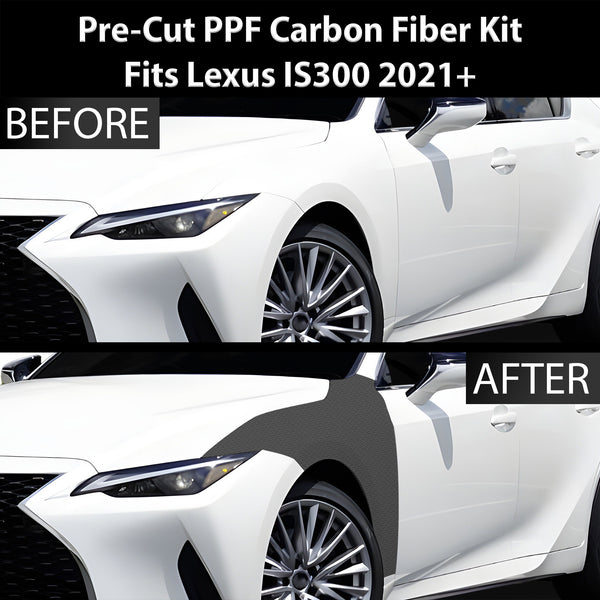 Fits Lexus IS 300 350 2021-2024 Precut Premium Gloss Black Carbon Fiber Fender Paint Protection Film PPF Decal Film Kit