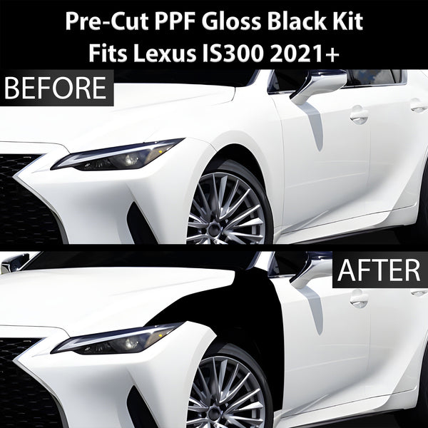 Fits Lexus IS 300 350 2021-2024 Precut Premium Gloss Black Carbon Fiber Fender Paint Protection Film PPF Decal Film Kit