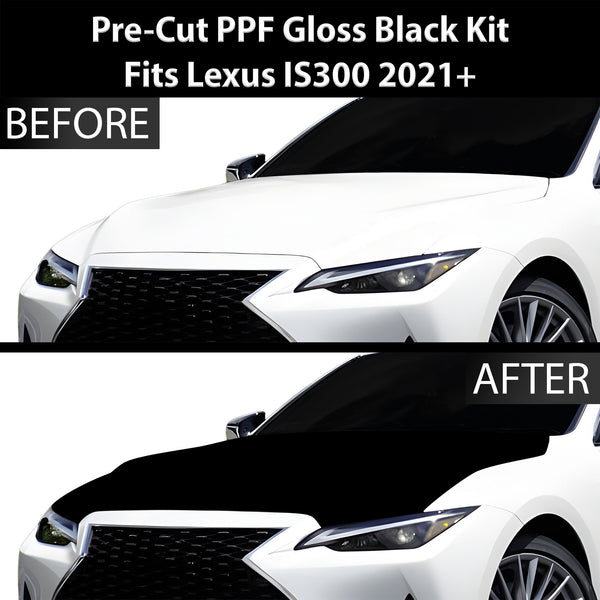 Fits Lexus IS 300 350 2021-2024 Precut Premium Gloss Black Carbon Fiber Hood Paint Protection Film PPF Decal Film Kit