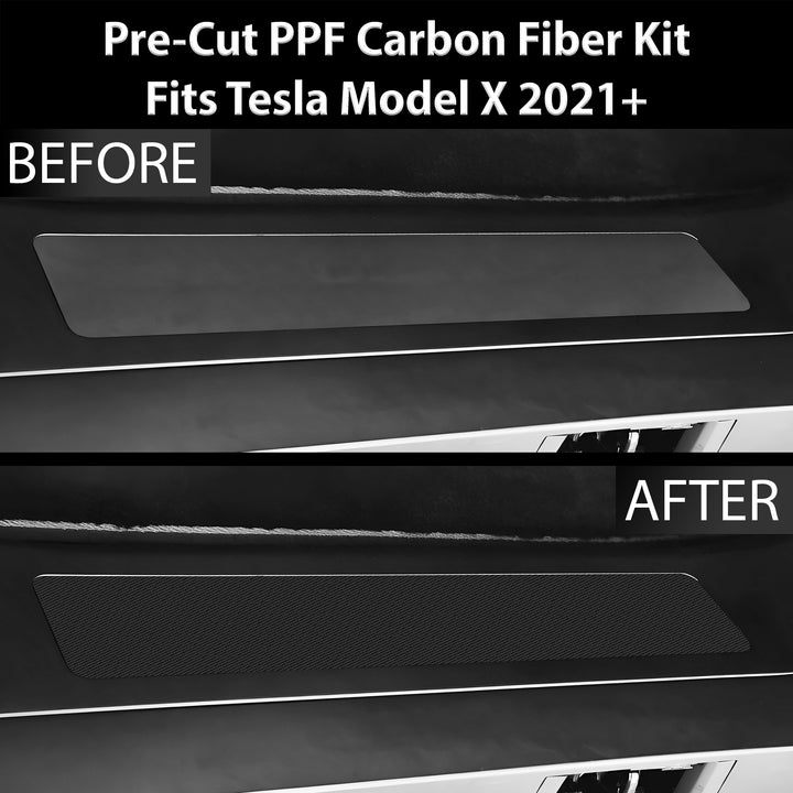 Fits Tesla Model X 2021 - 2024 Precut Door Sill Premium Paint Protection Film PPF Decal Film Kit, Gloss Black Carbon Fiber - Bogar Tech Designs