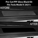 Fits Tesla Model X 2021-2024 Precut Door Sill Premium Paint Protection Film PPF Decal Film Kit Cover, Gloss Black Carbon Fiber