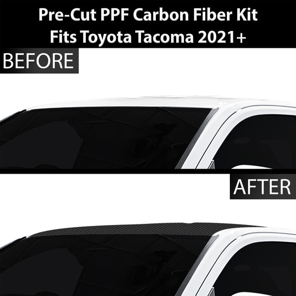 Fits Toyota Tacoma 2016-2023 Precut Premium Gloss Black Carbon Fiber Roof Paint Protection Film PPF Decal Film Kit Cover