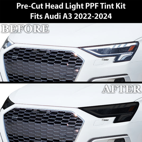 Full Headlight Taillight Precut Smoked PPF Tint Kit Film Overlay Fits Audi A3 R3 RS3 2022-2024