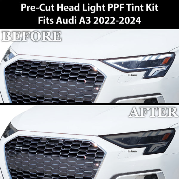 Full Headlight Taillight Precut Smoked PPF Tint Kit Film Overlay Fits Audi A3 R3 RS3 2022-2024