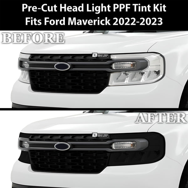 Full Headlight Taillight Precut Smoked PPF Tint Kit Film Overlay Fits Ford Maverick 2022-2024