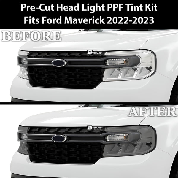 Full Headlight Taillight Precut Smoked PPF Tint Kit Film Overlay Fits Ford Maverick 2022-2024