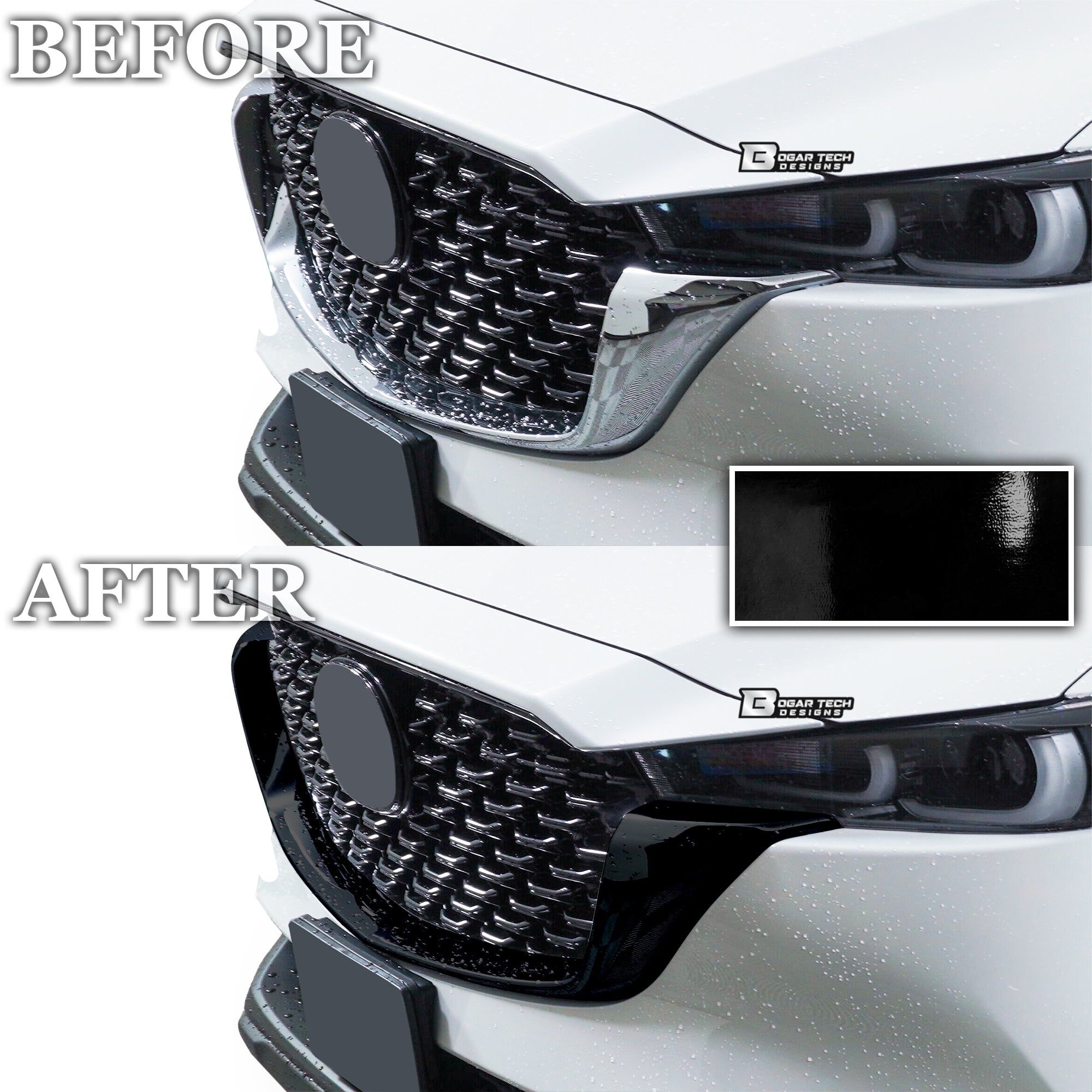 Window Grille Bumper Vinyl Chrome Delete Trim Blackout Decal Stickers Overlay Film Fits Mazda CX - 5 2017 - 2025 - Bogar Tech Designs