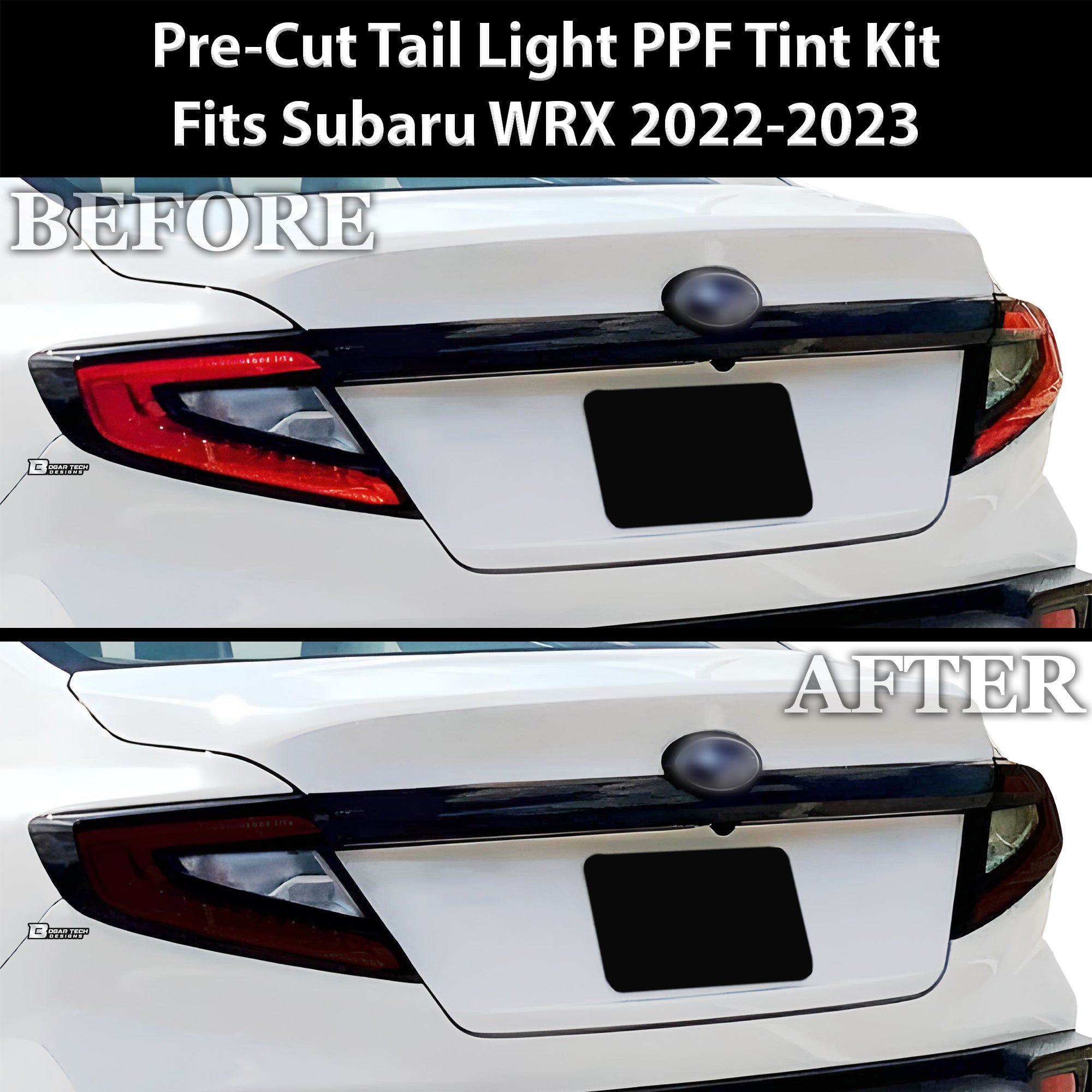 Full Headlight Taillight Precut Smoked PPF Tint Kit Overlay Film Fits Subaru WRX 2022 - 2025 - Bogar Tech Designs