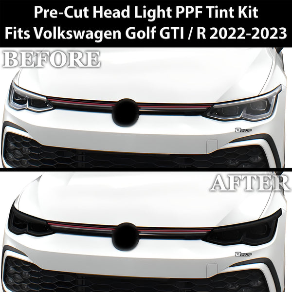 Full Headlight Taillight Precut Smoked PPF Tint Kit Overlay Film Fits Volkswagen Golf 2022-2024