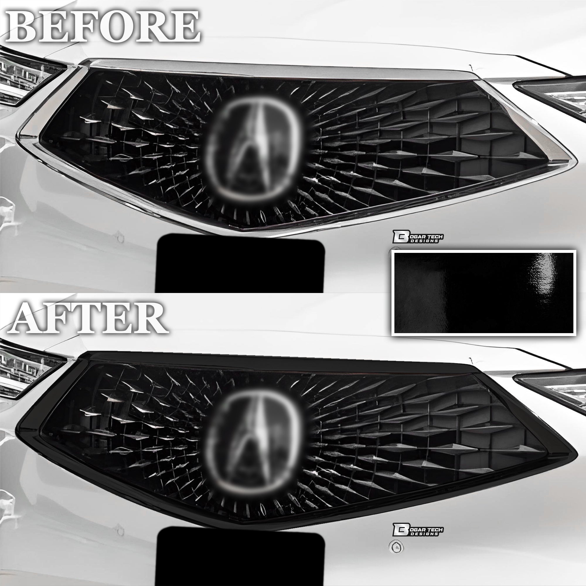 Vinyl Chrome Delete Grille Side Window Rear Blackout Decal Stickers Overlay Film Fits Acura MDX 2022 - 2025 - Bogar Tech Designs