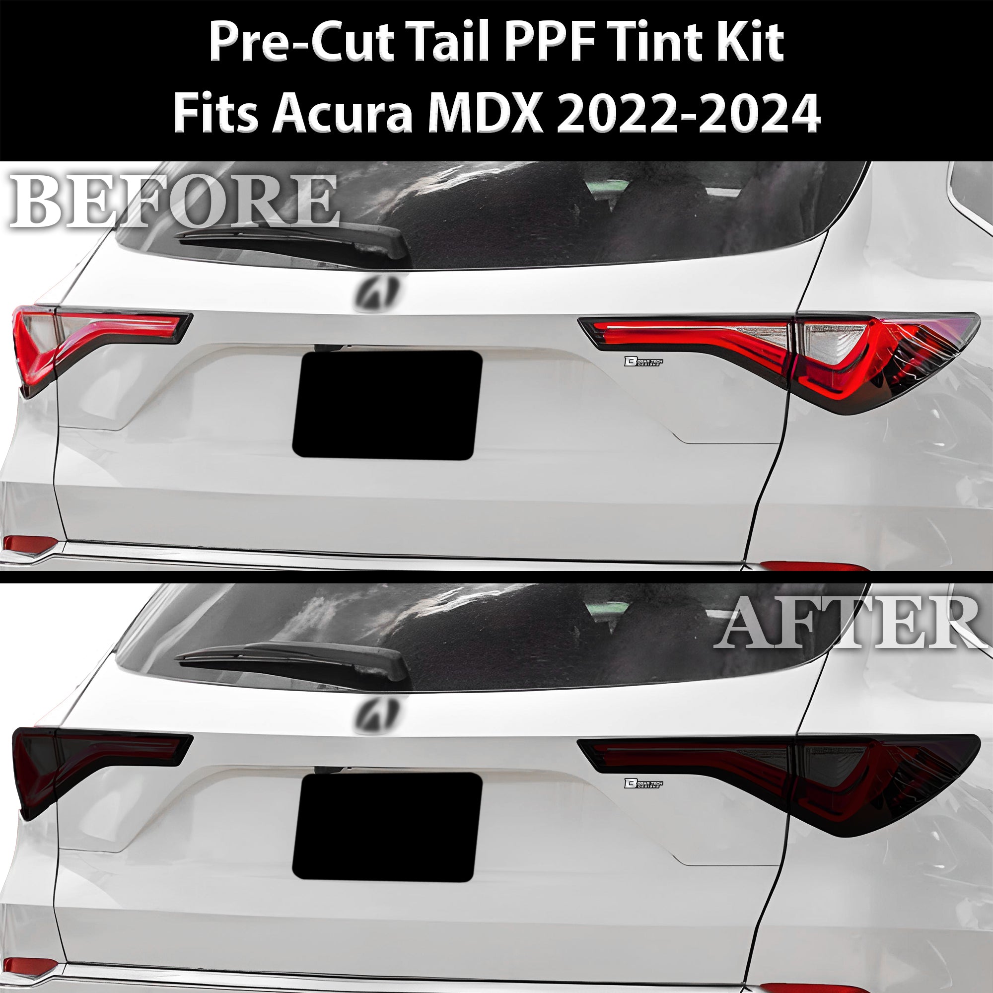 Full Headlight Taillight Precut Smoked PPF Tint Kit Film Overlay Fits Acura MDX 2022 - 2025 - Bogar Tech Designs