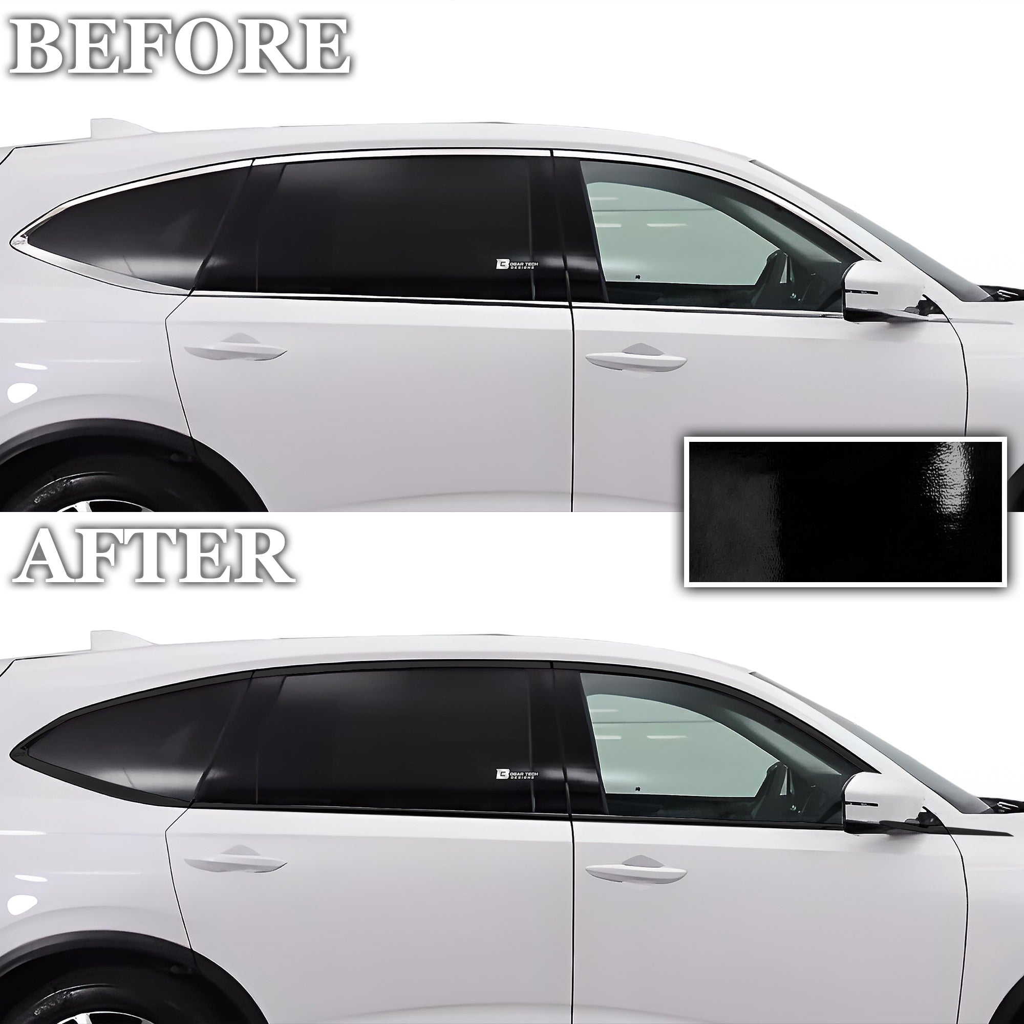 Vinyl Chrome Delete Grille Side Window Rear Blackout Decal Stickers Overlay Film Fits Acura MDX 2022 - 2025 - Bogar Tech Designs