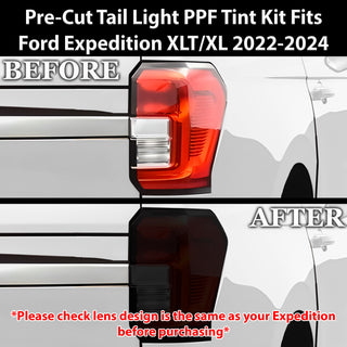 Full Headlight Taillight Precut Smoked PPF Tint Kit Film Overlay Fits Ford Expedition 2022-2024