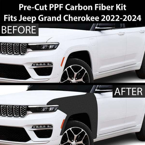 Fits Jeep Grand Cherokee 2022+ Precut Premium Gloss Black Carbon Fiber Fender Paint Protection Film PPF Decal Film Kit Cover