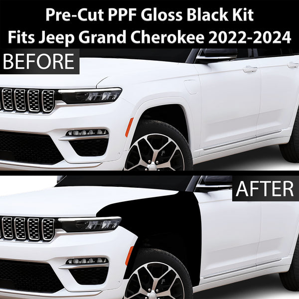 Fits Jeep Grand Cherokee 2022+ Precut Premium Gloss Black Carbon Fiber Fender Paint Protection Film PPF Decal Film Kit Cover