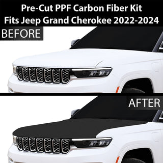 Fits Jeep Grand Cherokee 2022+ Precut Premium Gloss Black Carbon Fiber Hood Paint Protection Film PPF Decal Film Kit Cover