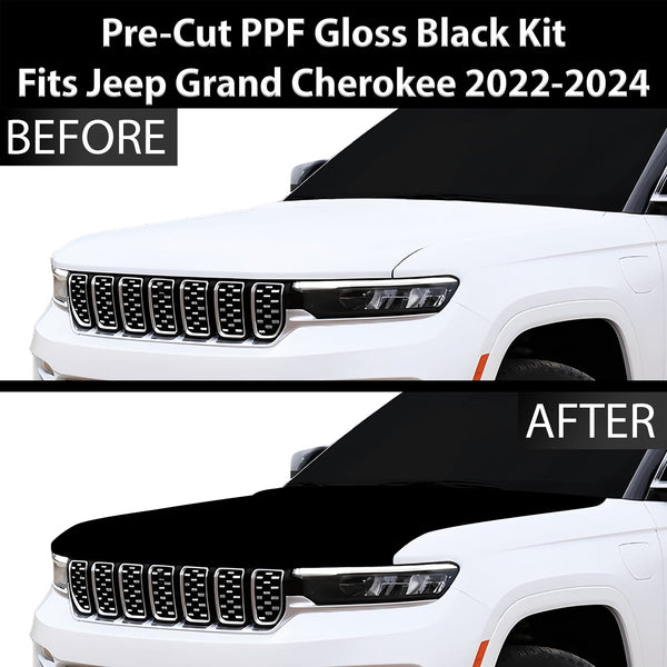 Fits Jeep Grand Cherokee 2022+ Precut Premium Gloss Black Carbon Fiber Hood Paint Protection Film PPF Decal Film Kit Cover