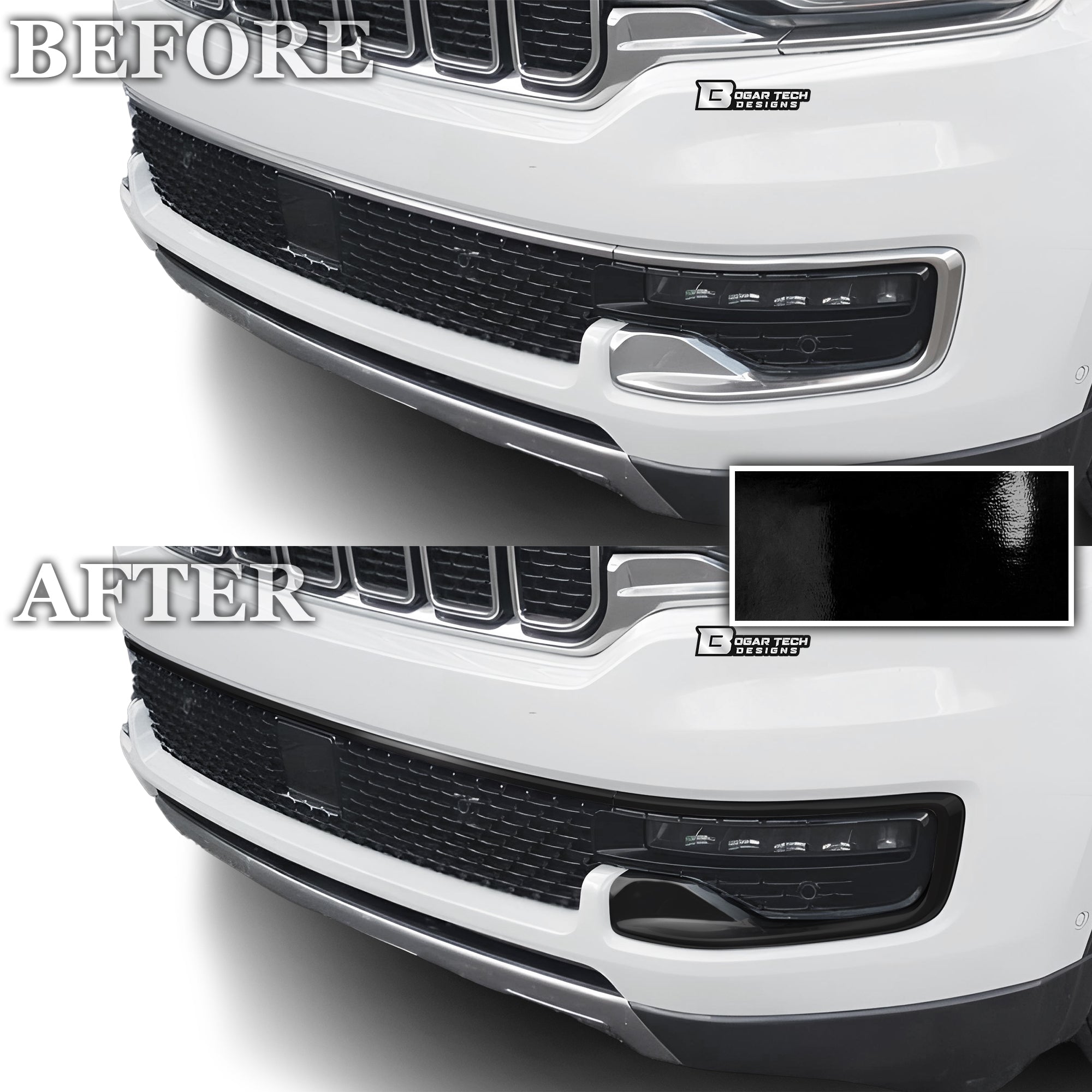Vinyl Chrome Delete Grille Side Window Rear Blackout Decal Stickers Overlay Film Fits Jeep Wagoneer 2022 - 2025 - Bogar Tech Designs