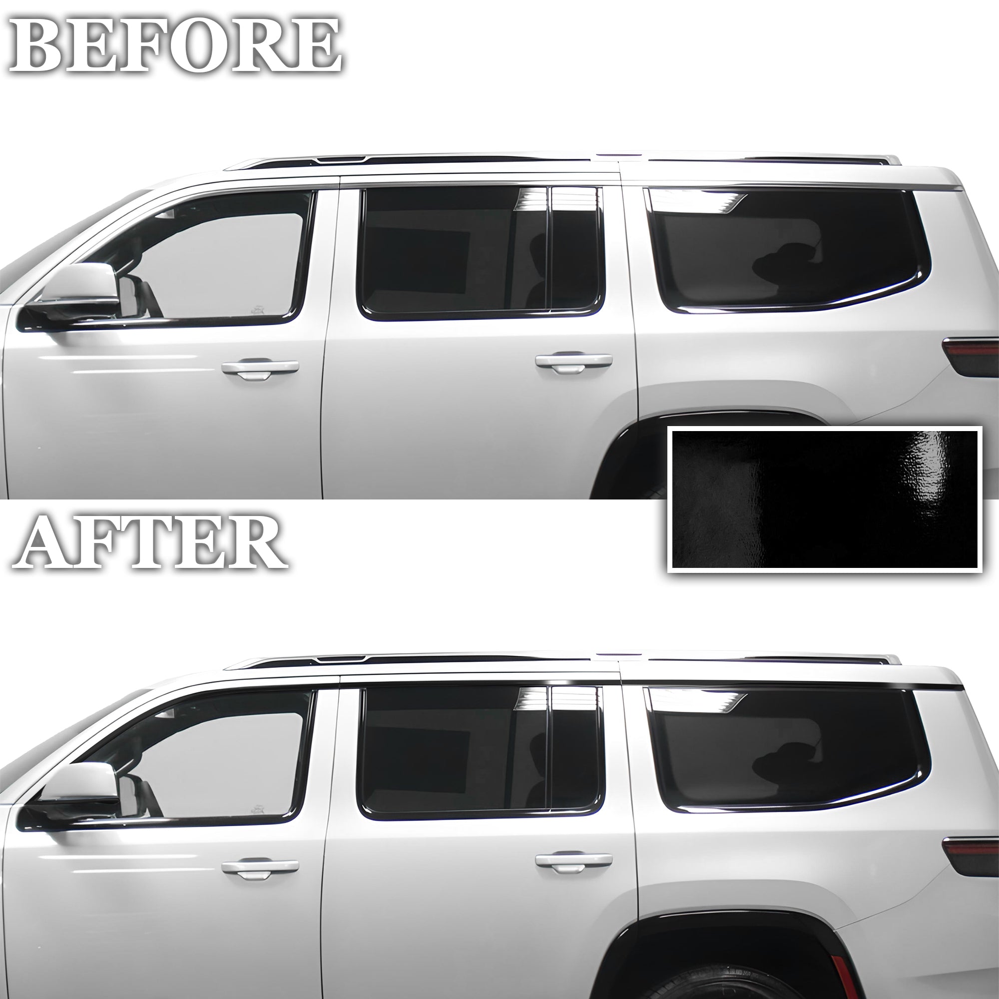 Vinyl Chrome Delete Grille Side Window Rear Blackout Decal Stickers Overlay Film Fits Jeep Wagoneer 2022 - 2025 - Bogar Tech Designs