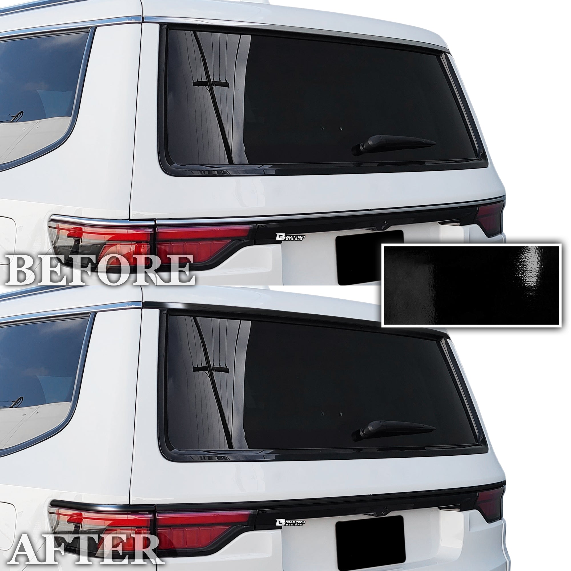 Vinyl Chrome Delete Grille Side Window Rear Blackout Decal Stickers Overlay Film Fits Jeep Wagoneer 2022 - 2025 - Bogar Tech Designs