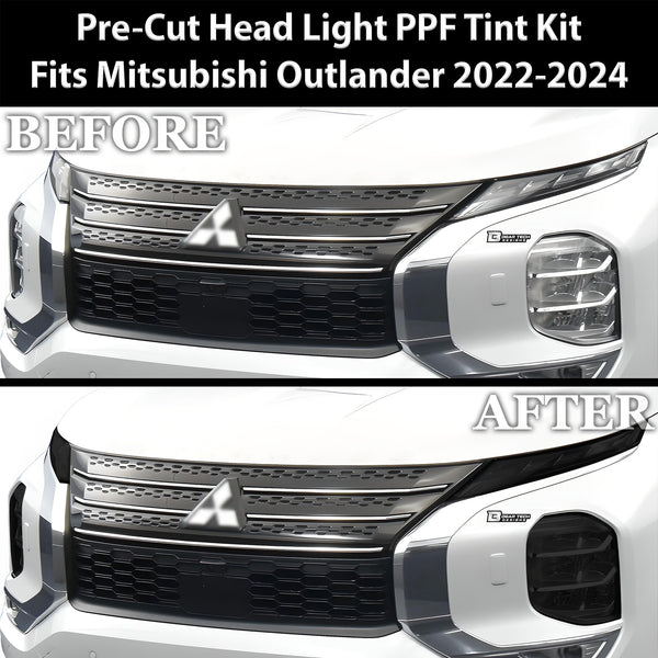 Full Headlight Taillight Precut Smoked PPF Tint Kit Film Overlay Fits Mitsubishi Outlander 2022-2024