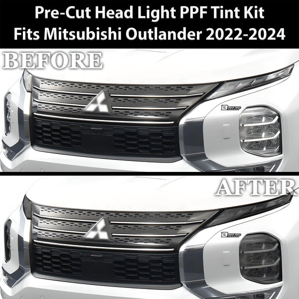 Full Headlight Taillight Precut Smoked PPF Tint Kit Film Overlay Fits Mitsubishi Outlander 2022-2024